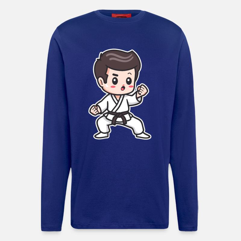 Karate Junge Zeichnung - Langarmshirt - made by SPREAD  - Iconic Blue