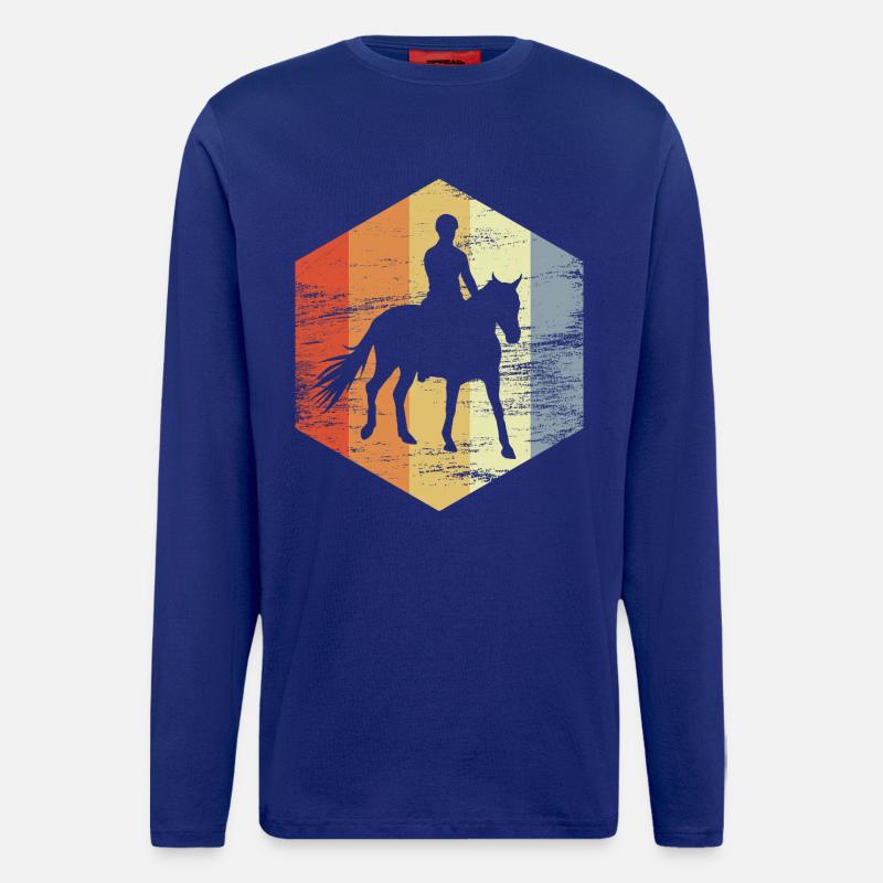 Reiten Retro Look - Langarmshirt - made by SPREAD  - Iconic Blue
