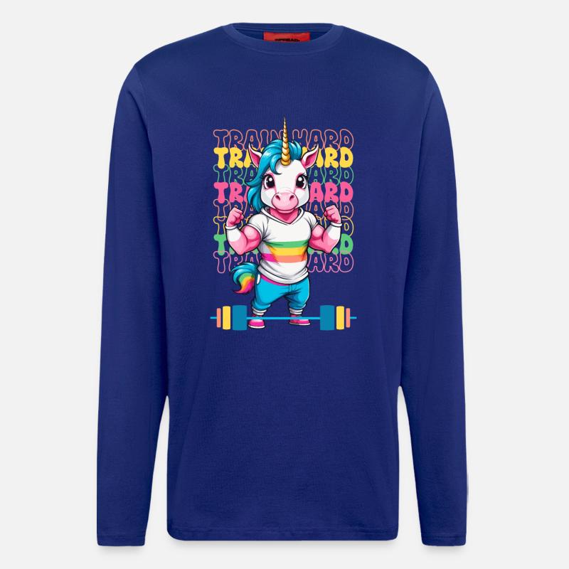Bodybuilder Einhorn - Langarmshirt - made by SPREAD  - Iconic Blue