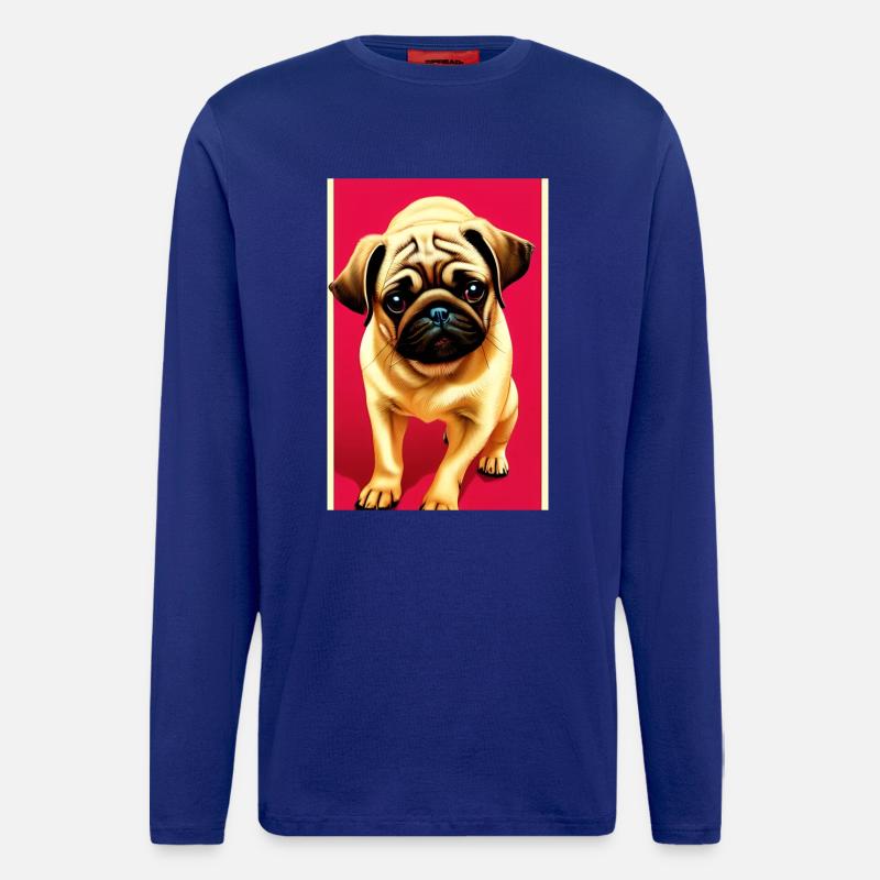 Mops Hund - Langarmshirt - made by SPREAD  - Iconic Blue