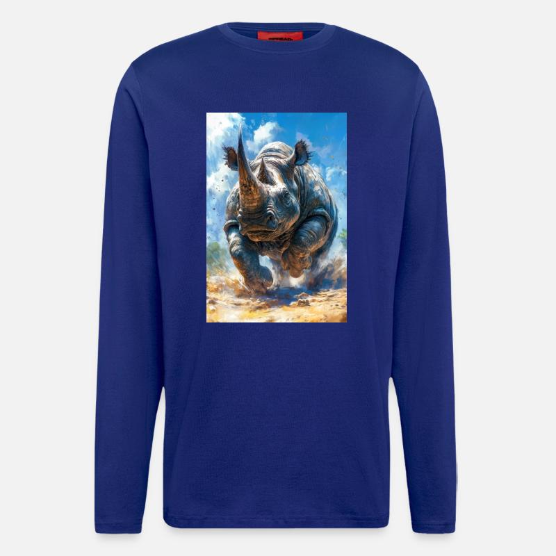 Illustration eines Nashorns - Langarmshirt - made by SPREAD  - Iconic Blue