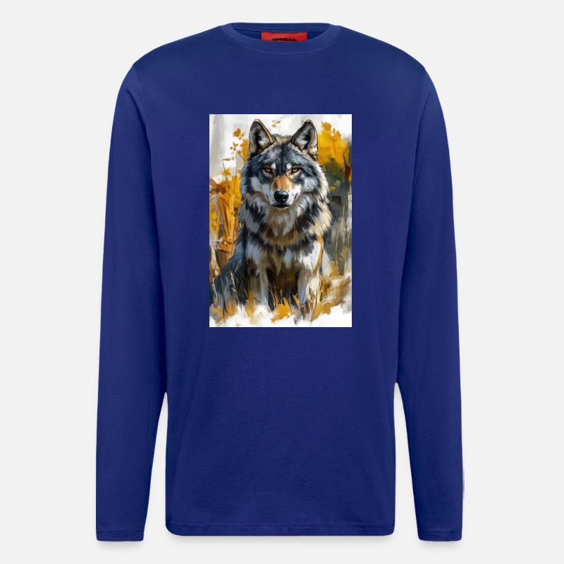 Illustration eines Wolfes - Langarmshirt - made by SPREAD  - Iconic Blue