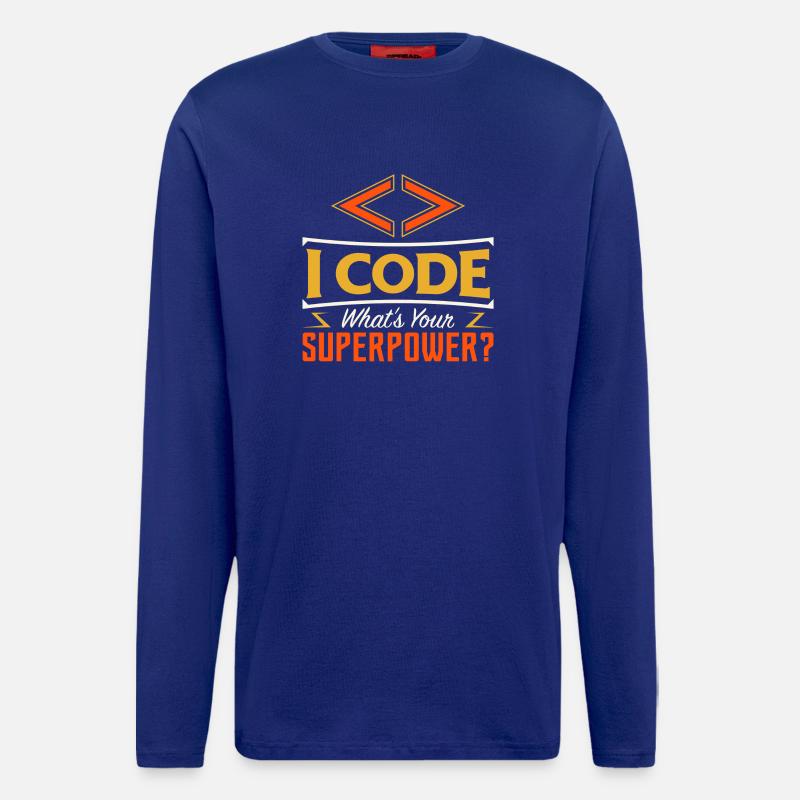 I code what's your superpower ? - Manches longues bio décontracté fabriqué en UE - Iconic Blue