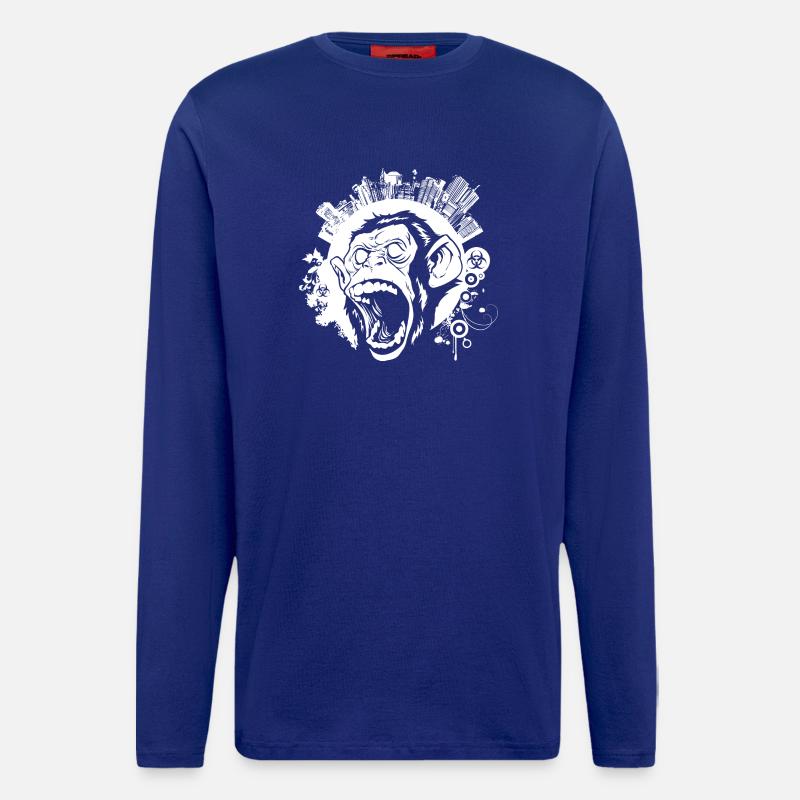Urban white monkey - Longsleeve - made by SPREAD  - Iconic Blue