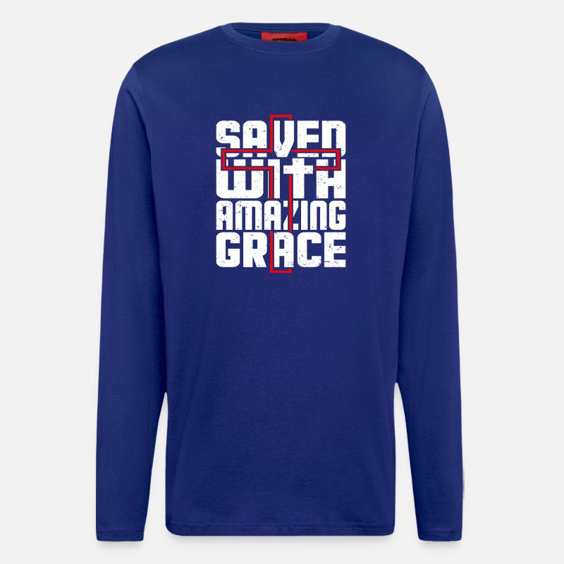 Saved with amazing grace - Longsleeve - made by SPREAD  - Iconic Blue