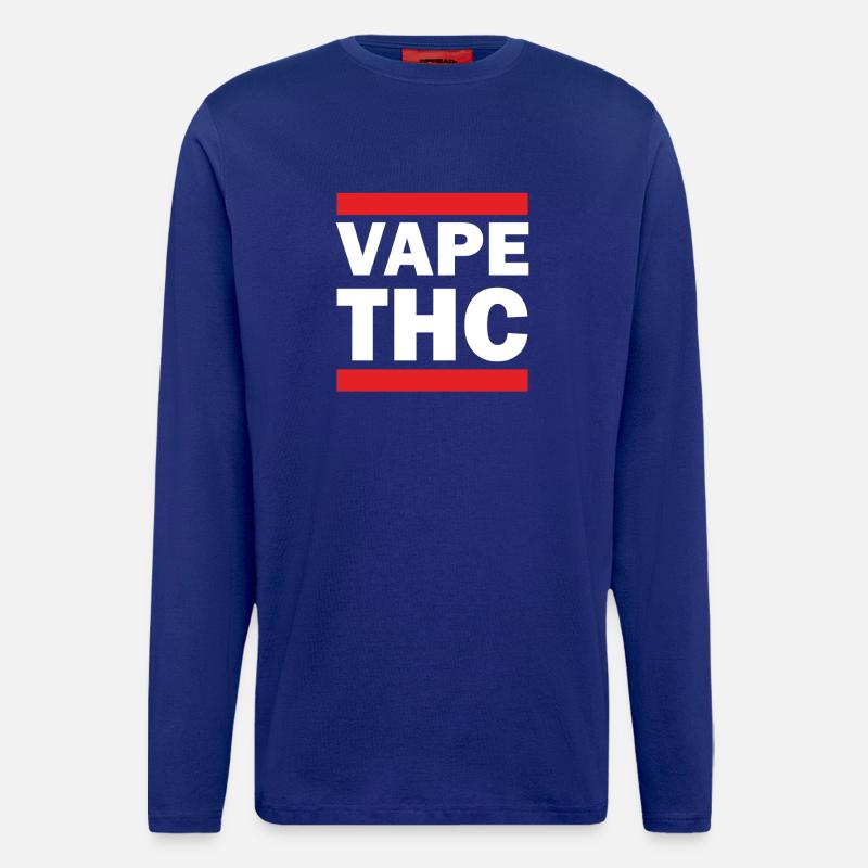 Vape THC Blanc - Manches longues bio décontracté fabriqué en UE - Iconic Blue