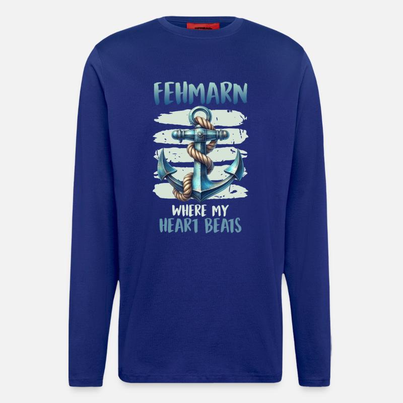 FEHMARN WHERE MY HEART BEATS Funny - Longsleeve - made by SPREAD  - Iconic Blue