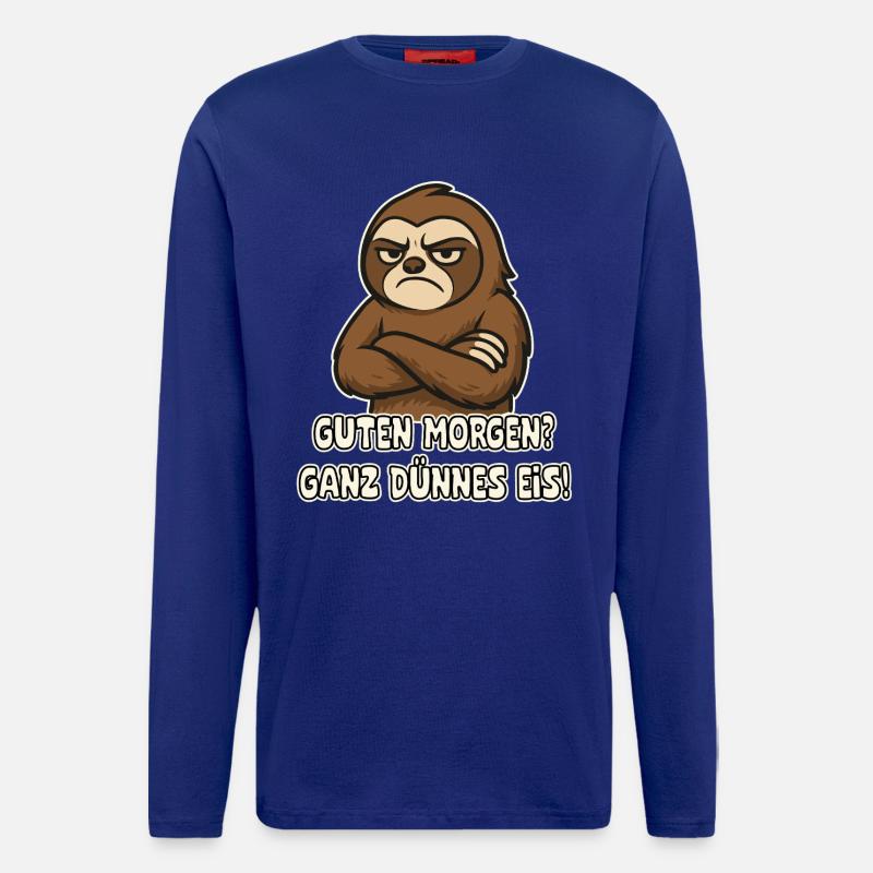 Mürrisches Faultier mit Spruch - Langarmshirt - made by SPREAD  - Iconic Blue