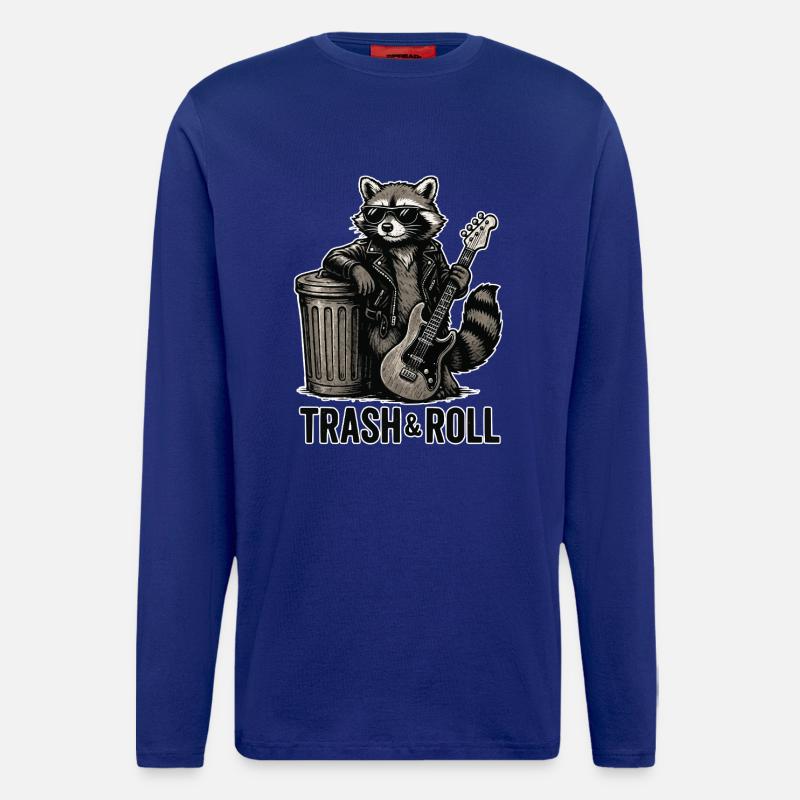 Trash & Roll Raccoon with Guitar - Longsleeve - made by SPREAD  - Iconic Blue