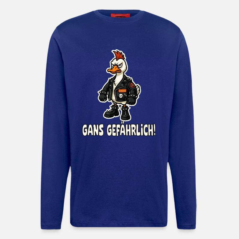 Punk-Gans in Lederjacke - Langarmshirt - made by SPREAD  - Iconic Blue
