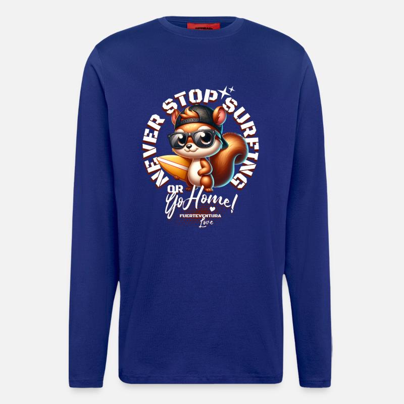 Surfer squirrel with surfboard - Longsleeve - made by SPREAD  - Iconic Blue