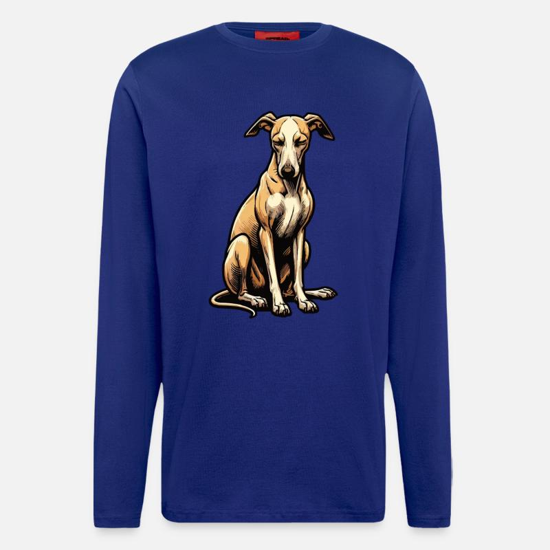 Whippet Greyhound Whippets Propriétaire de lévrier - Manches longues bio décontracté fabriqué en UE - Iconic Blue