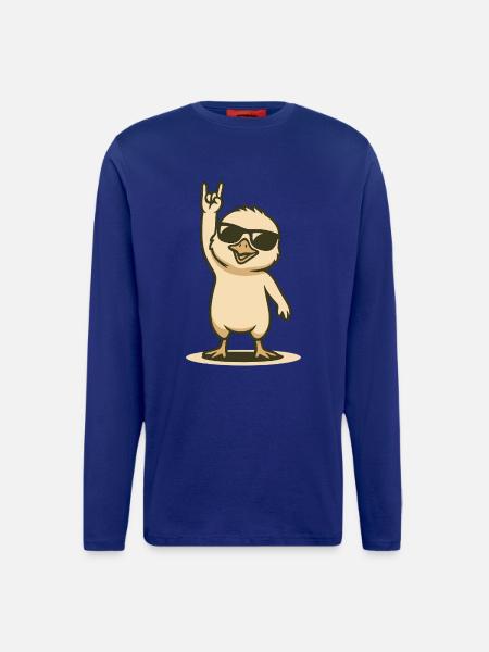 Metal Måge kylling med Solbriller - Organic relaxed langærmet T-shirt made in EU - Iconic Blue