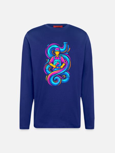 Klempner mit Schraubenschlüssel - Langarmshirt - made by SPREAD - Iconic Blue