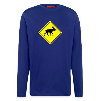 Warnung - Elch - 2 Farb Vektor - Langarmshirt - made by SPREAD  - Iconic Blue - Vorne