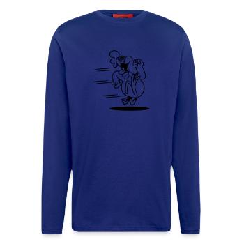 Huhn rennen witzig - Langarmshirt - made by SPREAD  - Iconic Blue - Vorne