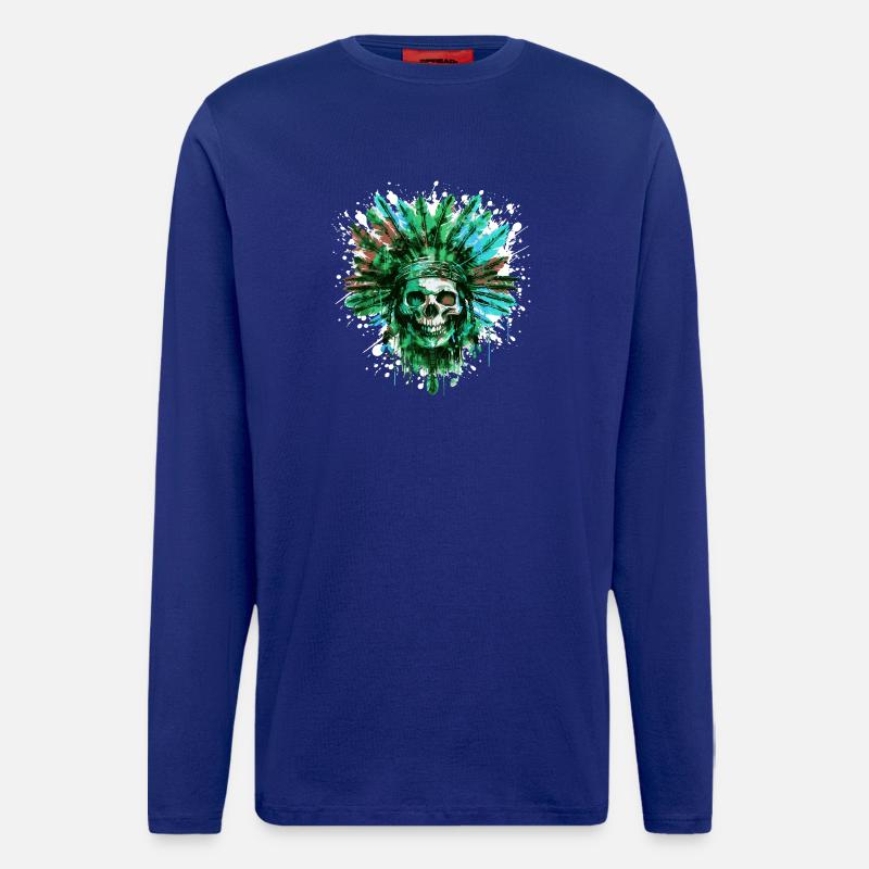 Indian Skull Chief - Longsleeve - made by SPREAD  - Iconic Blue