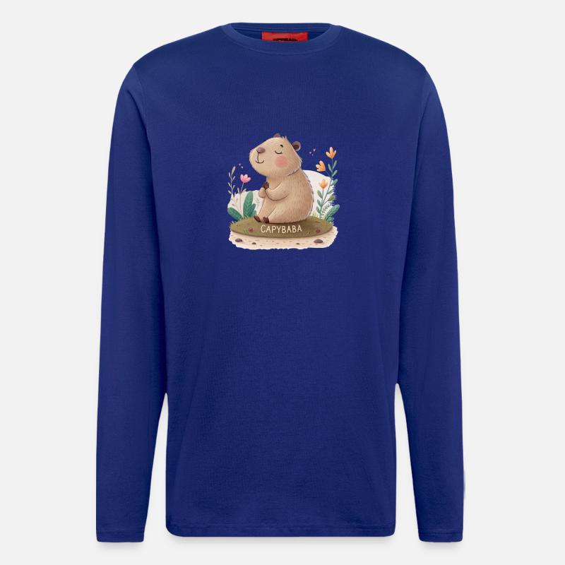 Bababara – Zen mit Kapibara - Langarmshirt - made by SPREAD  - Iconic Blue