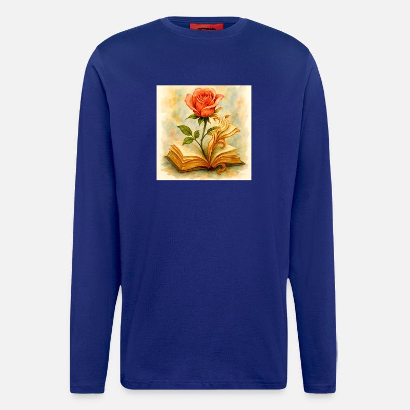 Hêtre et fleur - Manches longues bio décontracté fabriqué en UE - Iconic Blue