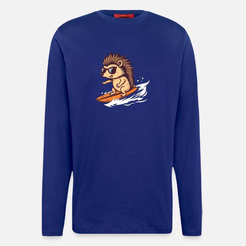 Surfender Igel mit Sonnenbrille - Langarmshirt - made by SPREAD  - Iconic Blue