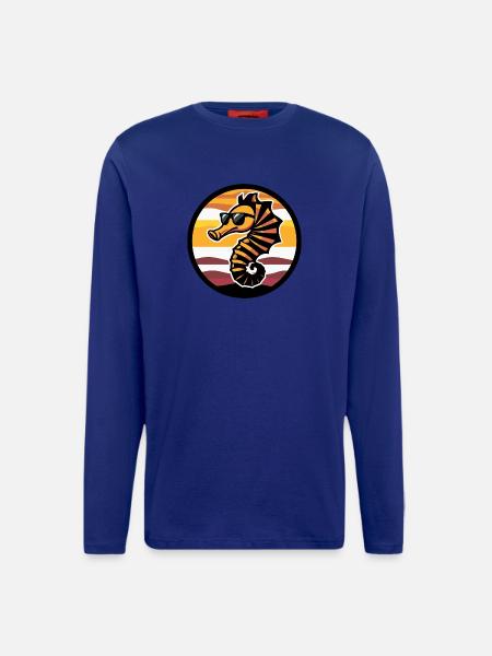 Seepferd Cool Comic - Langarmshirt - made by SPREAD - Iconic Blue