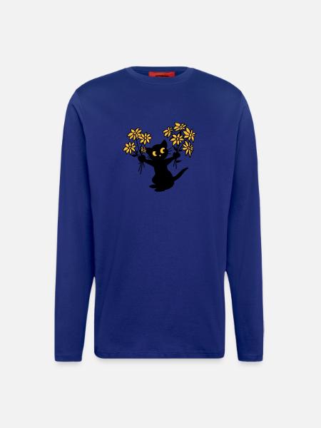 Die Katze mit Blumen - Langarmshirt - made by SPREAD  - Iconic Blue