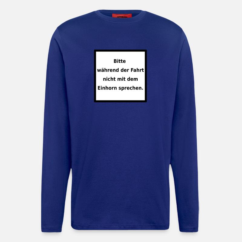 Warnhinweis: Einhorn. (black/white) - Langarmshirt - made by SPREAD  - Iconic Blue
