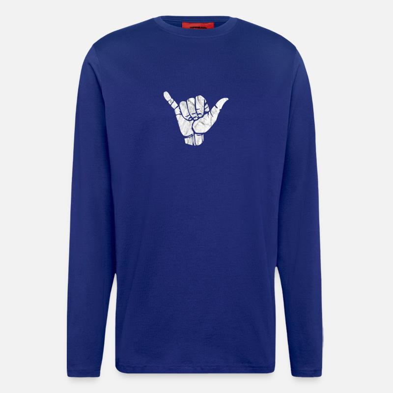 Shaka Handzeichen Hang - Langarmshirt - made by SPREAD  - Iconic Blue