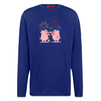 Glücksschwein Glücksbringer Silvester Neujahr - Langarmshirt - made by SPREAD  - Iconic Blue - Vorne