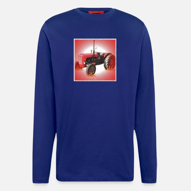 Red Tractor with Radiant Pattern - Longsleeve - made by SPREAD  - Iconic Blue