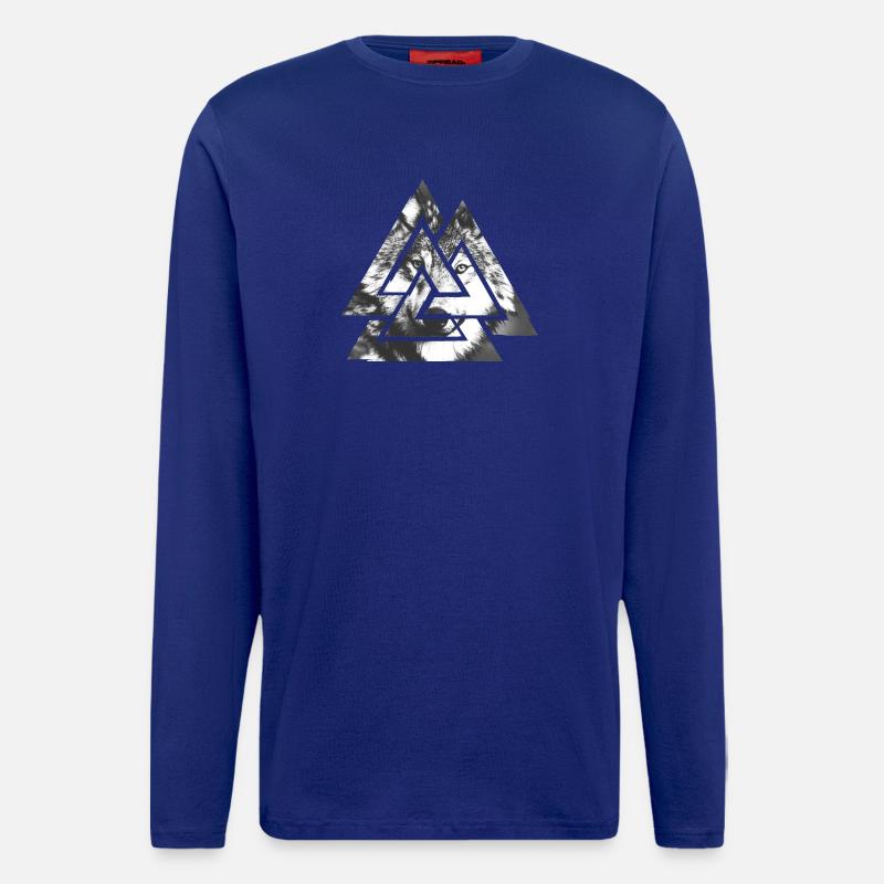 Valknut, Symbol von Odin - Mit Wolf - Langarmshirt - made by SPREAD - Iconic Blue