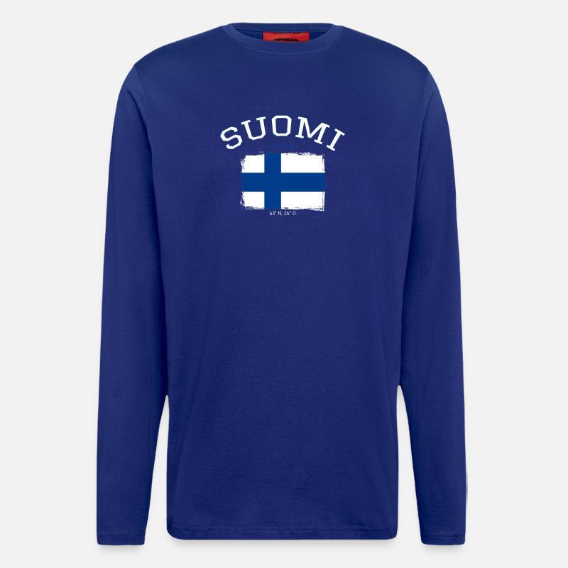 Finnland Flagge mit Helsinki Referenz - Langarmshirt - made by SPREAD  - Iconic Blue