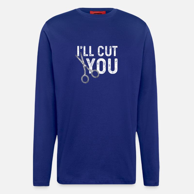 Friseur Friseure Schere - Langarmshirt - made by SPREAD  - Iconic Blue