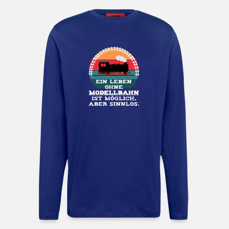 Modellbahn Eisenbahn Dampflok Spruch - Langarmshirt - made by SPREAD - Iconic Blue