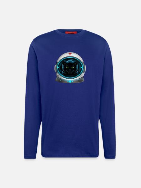 angry space cat astronaut - Longsleeve - made by SPREAD - Iconic Blue
