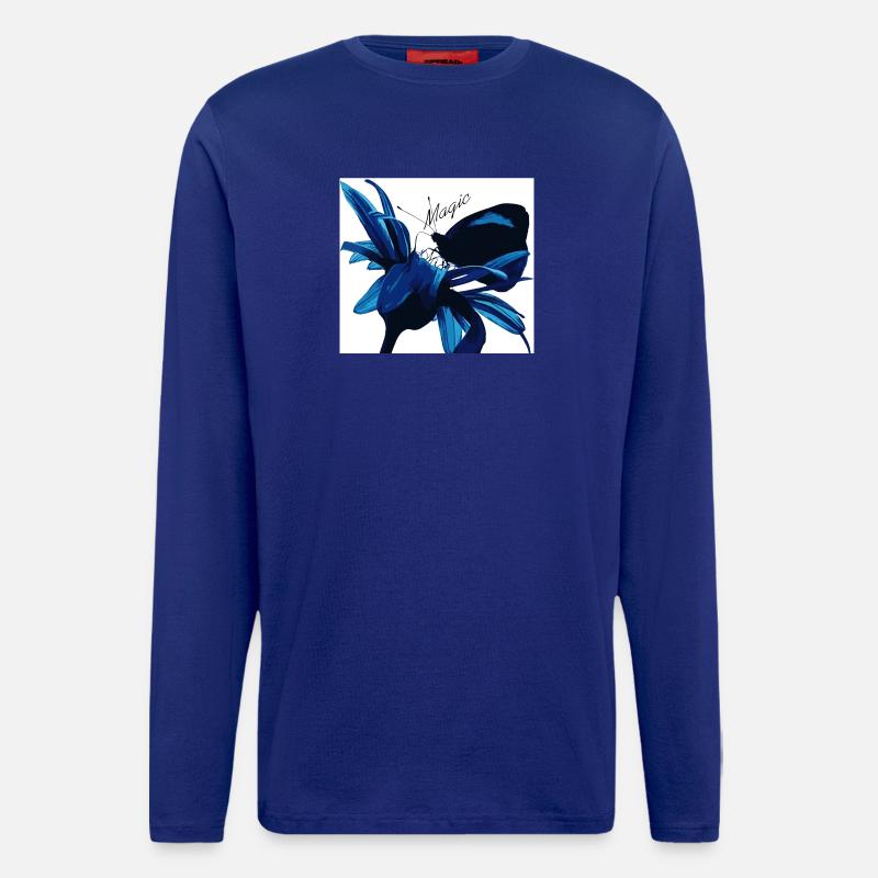 Blaues Blütenzauber mit Magic - Langarmshirt - made by SPREAD  - Iconic Blue