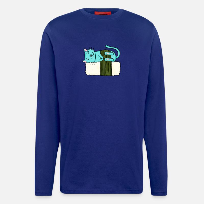 Sushi Chat - Manches longues bio décontracté fabriqué en UE - Iconic Blue