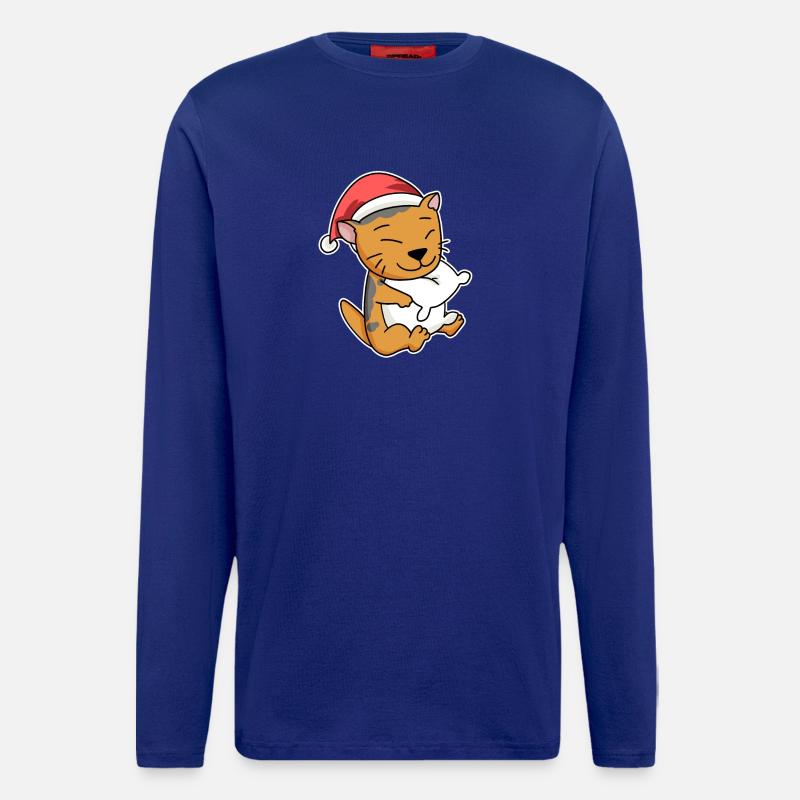 Scottish Fold-eared Cat Christmas Sleep - Longsleeve - made by SPREAD  - Iconic Blue