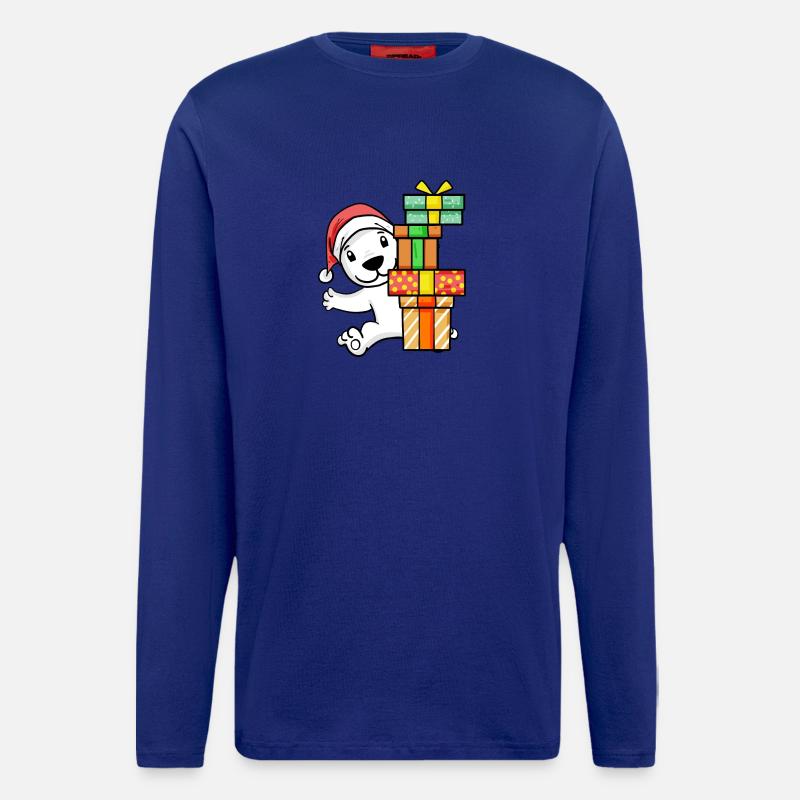 Weihnachten Eisbär mit Geschenke - Langarmshirt - made by SPREAD  - Iconic Blue