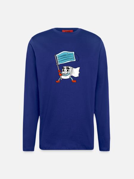 Klopapier Maske Fahne - Langarmshirt - made by SPREAD - Iconic Blue
