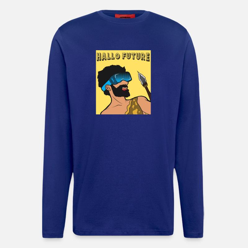 Hallo Future Caveman VR Stil - Langarmshirt - made by SPREAD  - Iconic Blue