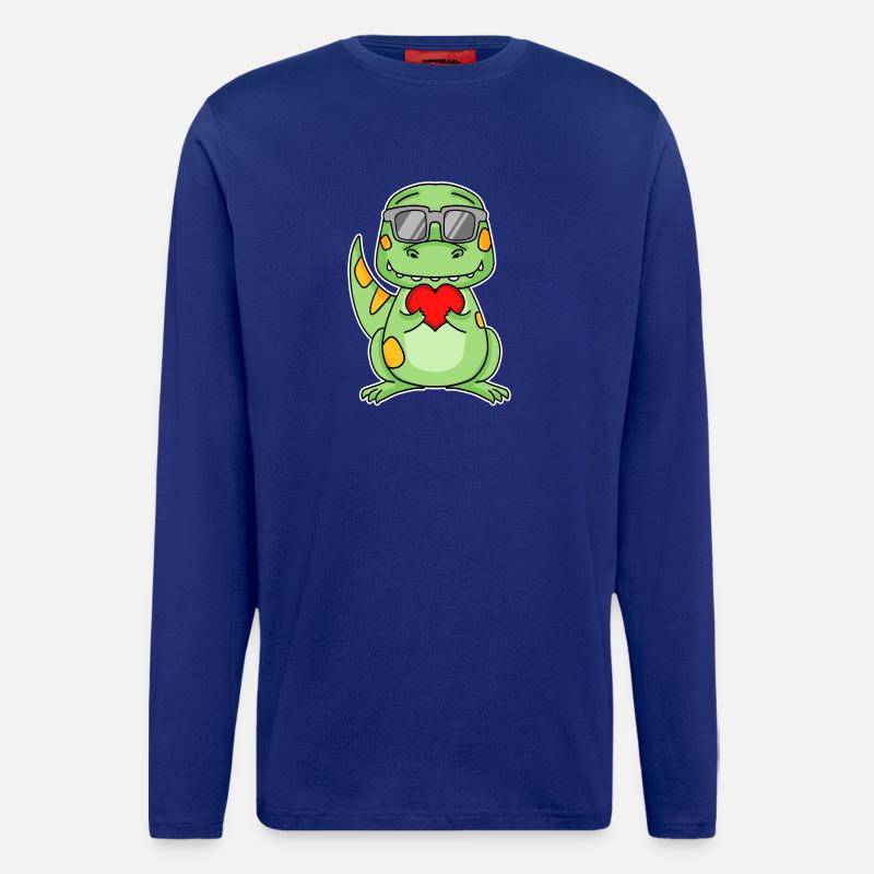 Dinosaurier mit Herz - Liebe Romantisch - Langarmshirt - made by SPREAD - Iconic Blue