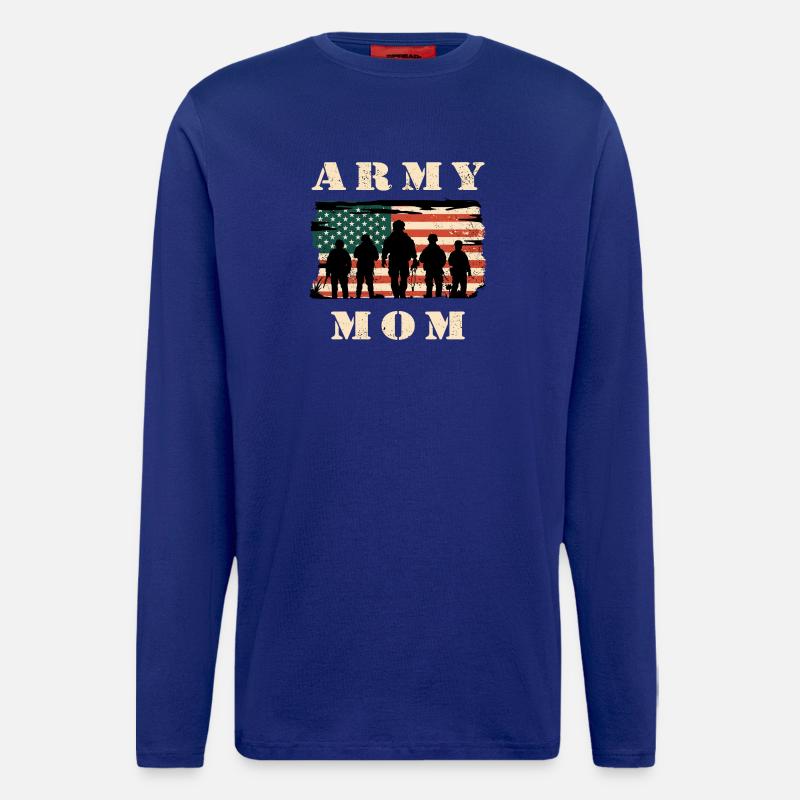 Armee Mutter mit USA Flagge - Langarmshirt - made by SPREAD  - Iconic Blue