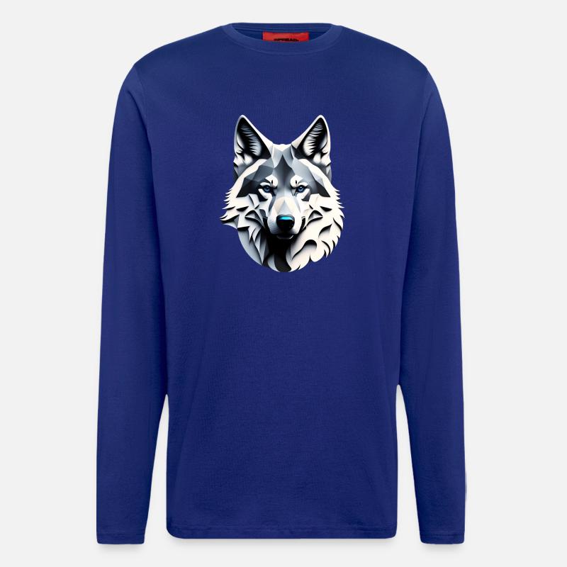 Wolf with blue eyes - Longsleeve - made by SPREAD - Iconic Blue