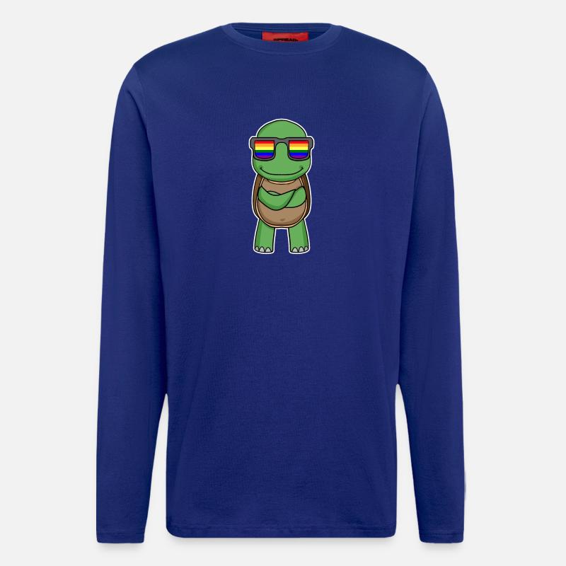 Regenbogen - Schildkröte mit Brille - Langarmshirt - made by SPREAD  - Iconic Blue