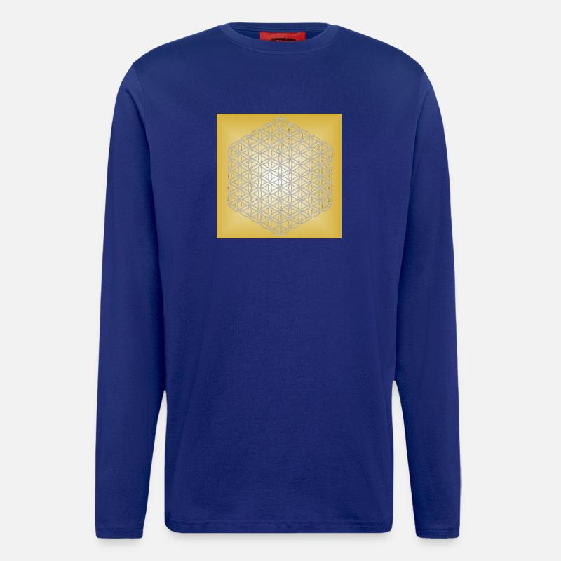 Blume des Lebens silber - 5. Dimension - Langarmshirt - made by SPREAD  - Iconic Blue