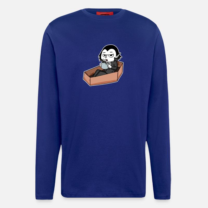 Vampire boit du café - Manches longues bio décontracté fabriqué en UE - Iconic Blue