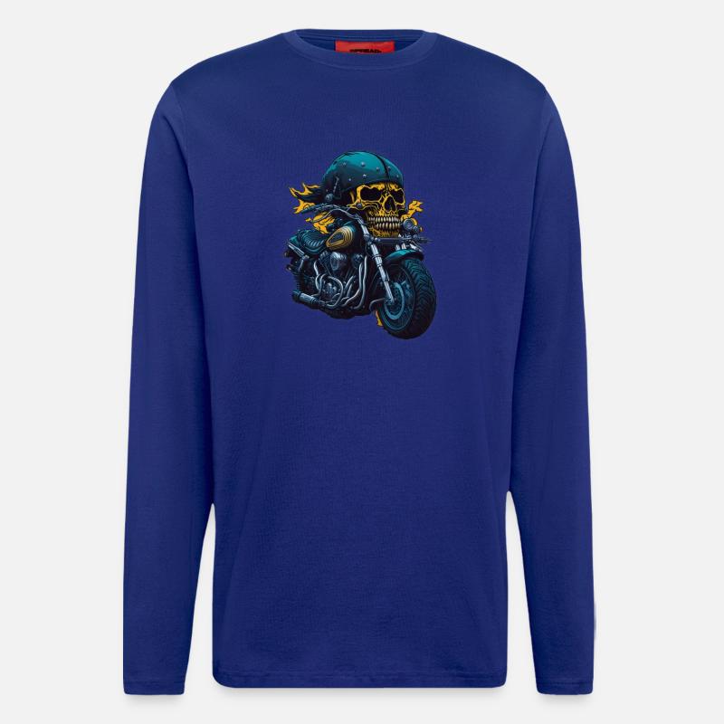 Biker Skull - Langarmshirt - made by SPREAD  - Iconic Blue
