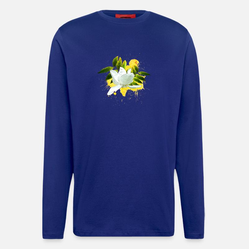 hübsche Blumenprints, Magnolie mit Blättern - Langarmshirt - made by SPREAD  - Iconic Blue