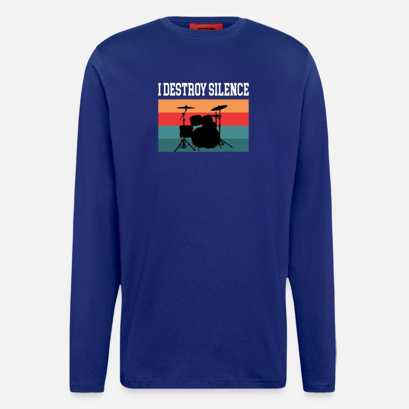 Drummer Drummer I destroy silence - Longsleeve - made by SPREAD  - Iconic Blue